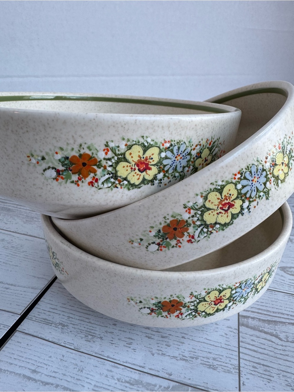 Temperware Lenox  Floral  Fantasy Ceramic Serving Bowls - Yellow & Blue Flowers